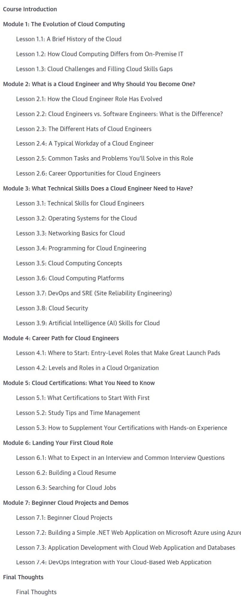 Course topics · Oreilly — Breaking Into Cloud Engineering A Career Roadmap for Absolute Beginners 2024-12