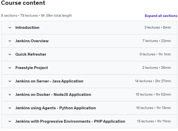 Course topics · 5 DevOps Project- Jenkins, K8s ,Docker, AWS, SonarQube,Nexus 2024-9