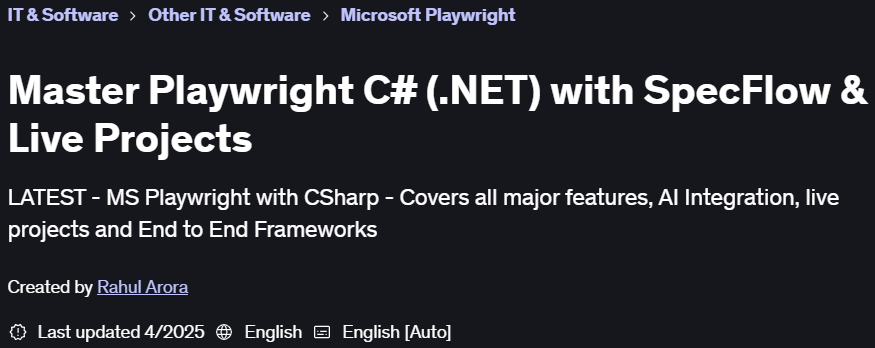 Pictures · Master Playwright C# (.NET) with SpecFlow & Live Projects 2025-2