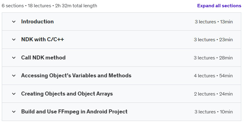 Course topics · Udemy — Android NDK Programming: Master Class 2024-10