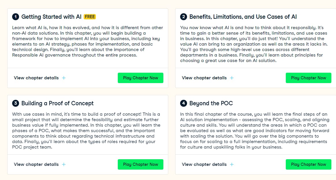 Course topics · Datacamp — Implementing AI Solutions in Business 2023-11