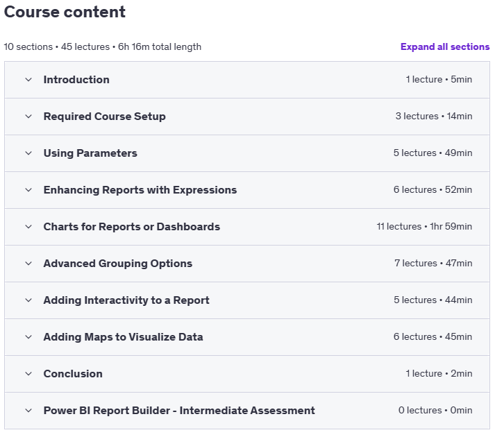 Course topics · Microsoft 365 Power BI Report Builder – Intermediate 2023-12