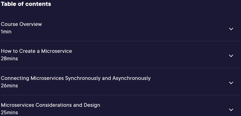 Course topics · ASP.NET Core 3 Microservices: Getting Started 2020-10