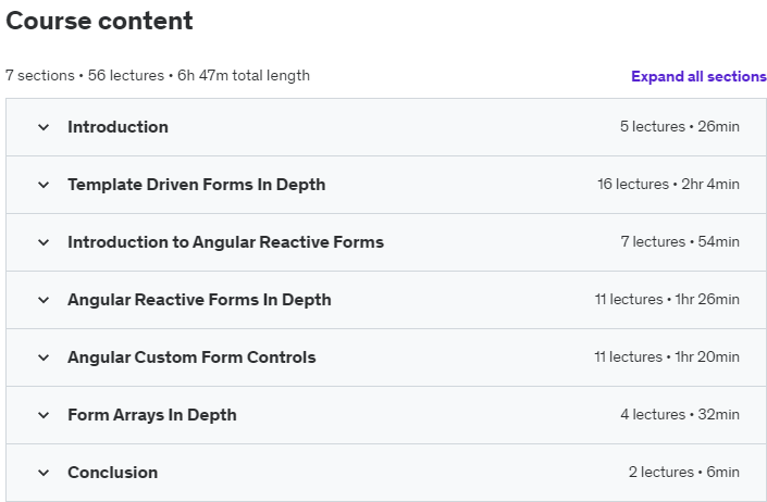 Course topics · Angular Forms In Depth (Angular 16) 2022-10