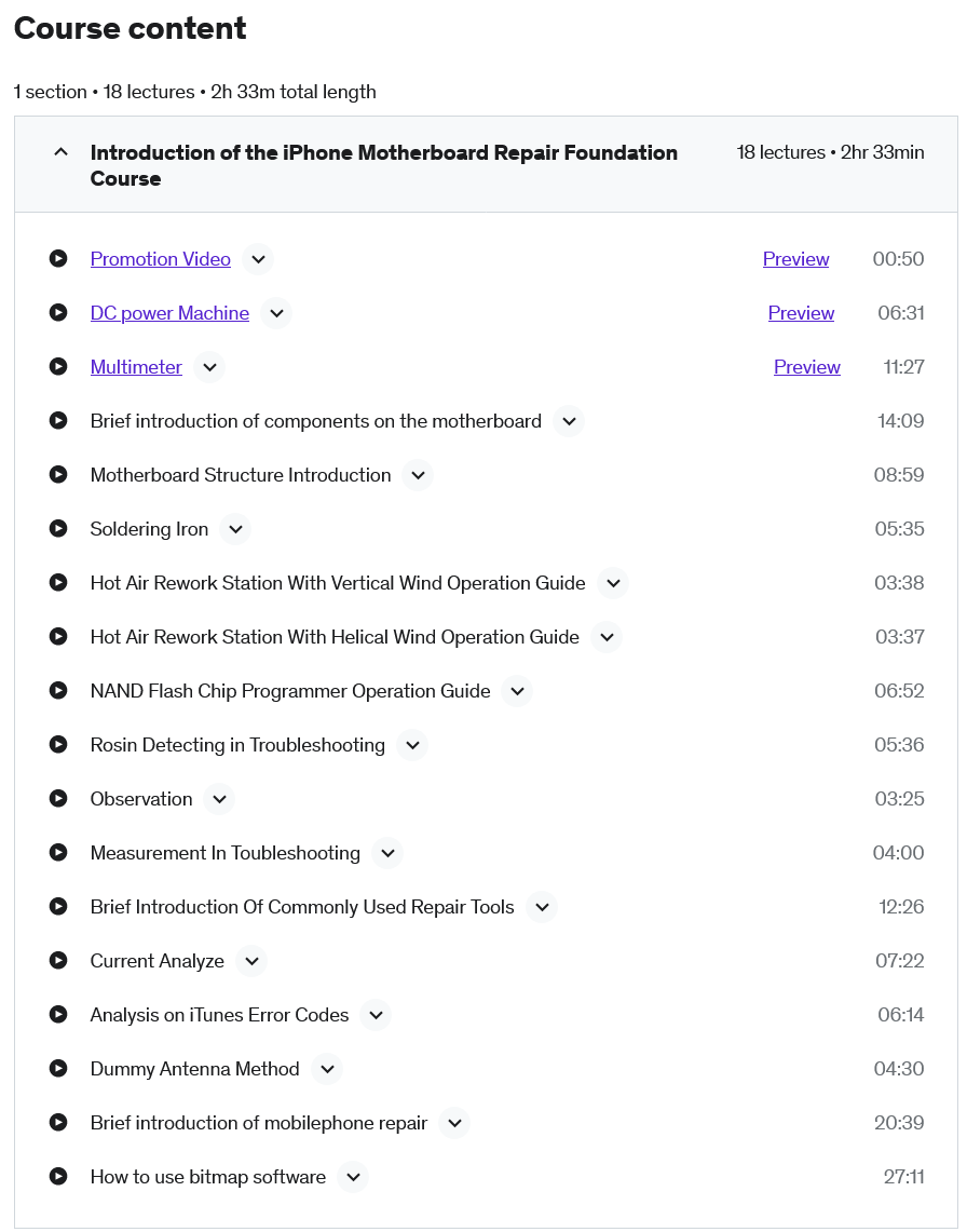 Course topics · Udemy — iPhone Motherboard Repair Foudation Course 2021-7