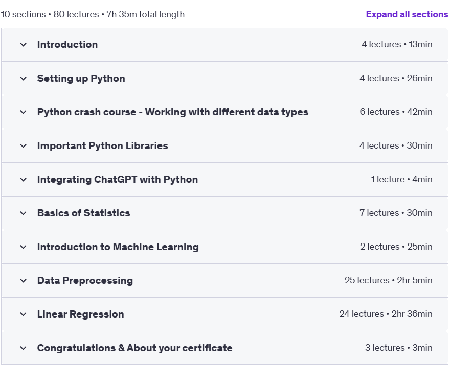 Course topics · Complete Linear Regression Analysis in Python 2024-11