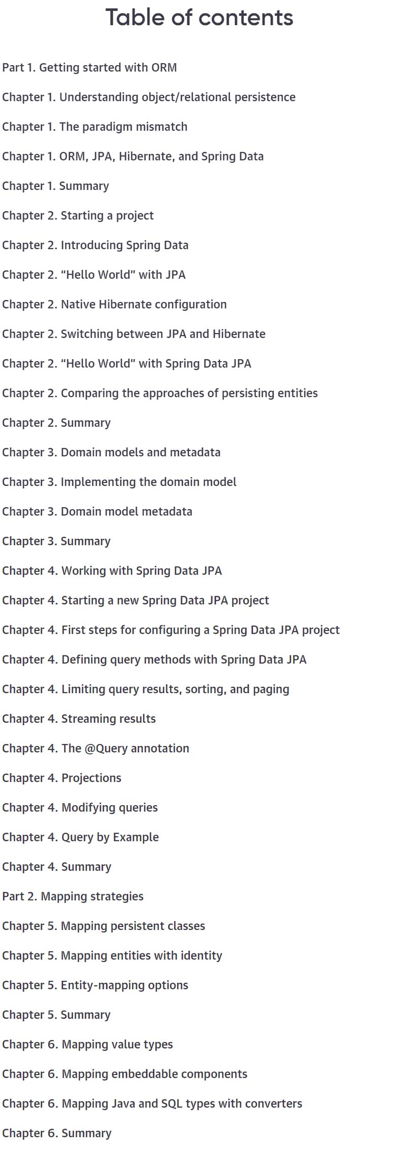 Course topics · Oreilly — Java Persistence with Spring Data and Hibernate, Video Edition 2023-3