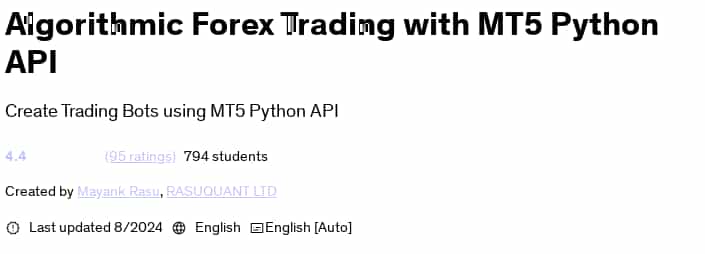 Pictures · Algorithmic Forex Trading with MT5 Python API 2024-8
