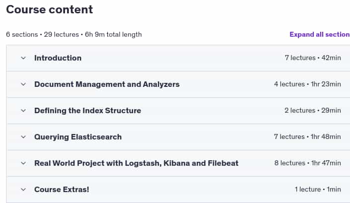 Course topics · Udemy — Complete Elasticsearch Masterclass with Logstash and Kibana 2023-12