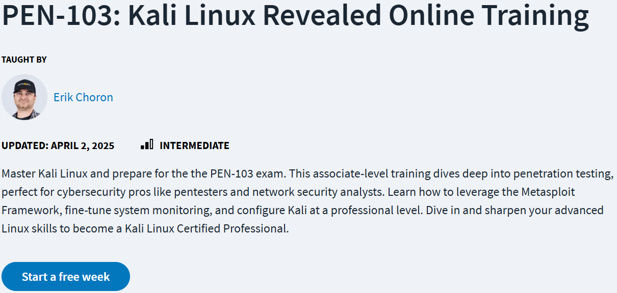 Bilder · CBTNuggets – PEN-103• Kali Linux Entdeckt 2025-4