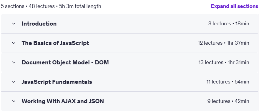 Course topics · The Complete JavaScript Course 2025 2025-3