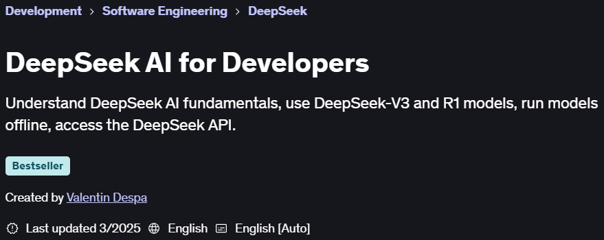 Pictures · Udemy — DeepSeek AI for Developers 2025-2