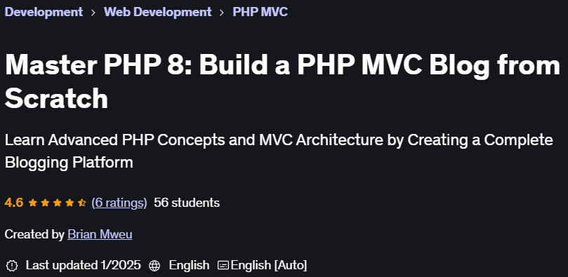 이미지 · 마스터 PHP 8: Scratch에서 PHP MVC 블로그 만들기 2025-1