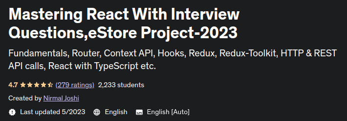 Pictures · Udemy — Mastering React With Interview Questions,eStore Project-2023 2021-12