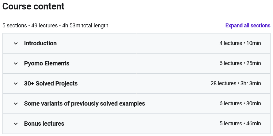 Course topics · Pyomo Bootcamp: Python Optimization from Beginner to Advance 2021-8