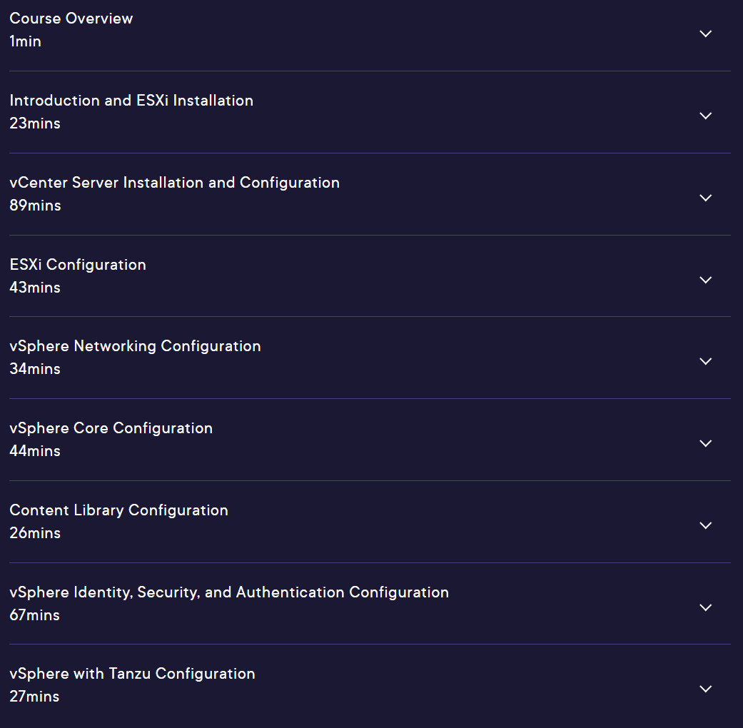 Course topics · vSphere 8 Data Center Virtualization: Installation and Configuration 2024-2