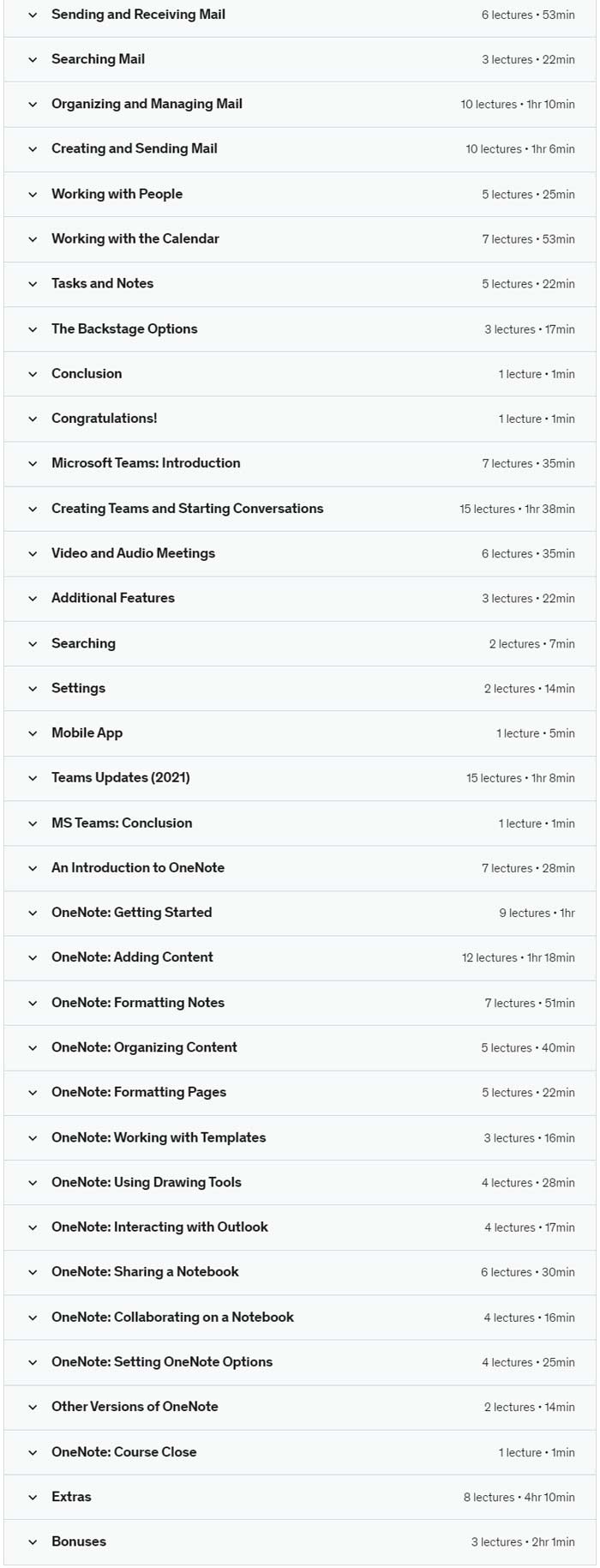 Course topics · Udemy — Ultimate Microsoft Office; Excel, Word, PowerPoint & Access 2022-11