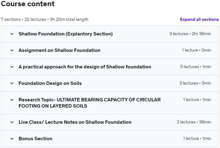 Course topics · Shallow foundation (Expert Course) 2022-5