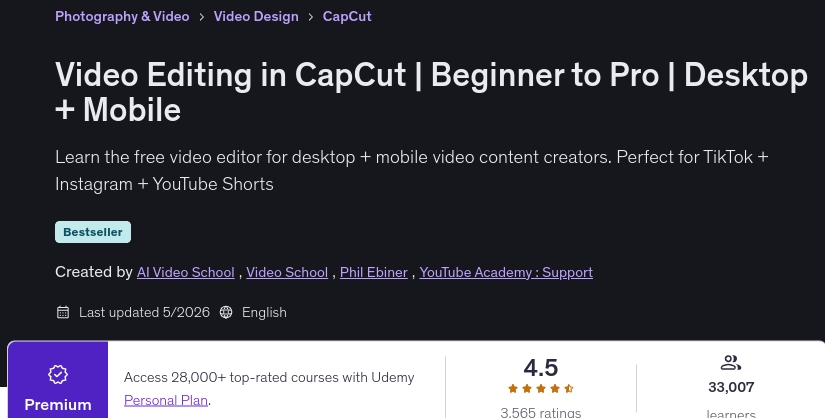 画像 · ビデオ編集 で CapCut <unk> 初心者 で Pro <unk > デスクトップ + モバイル 2026-5