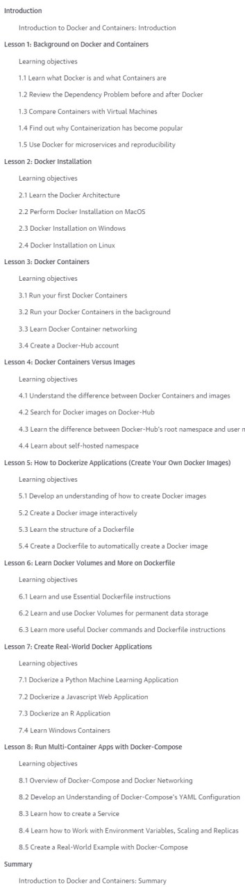 Course topics · Oreilly — Introduction to Docker and Containers 2023-11