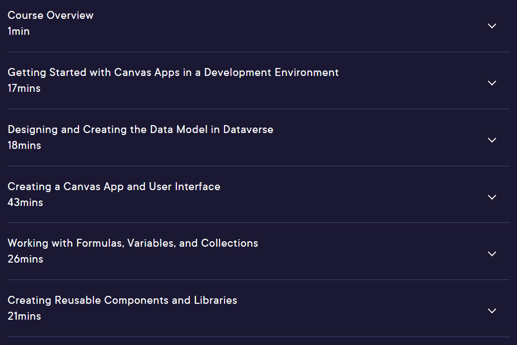 Course topics · Creating Canvas Apps with Power Apps 2024-9