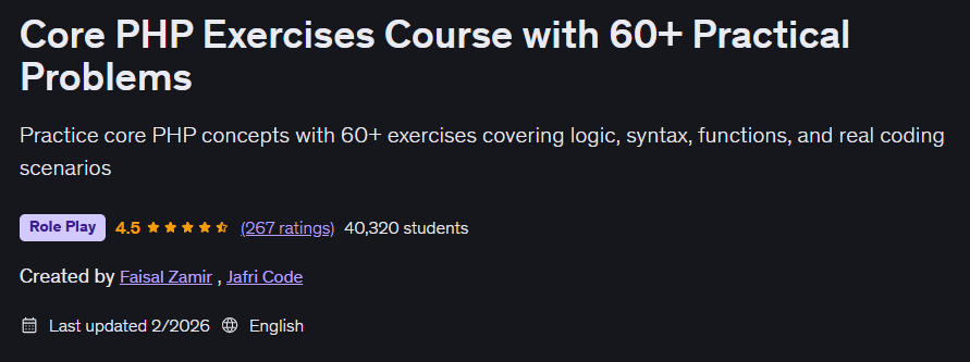 이미지 · 코어 PHP 연습 코스 60+ 실용적인 문제 2026-2