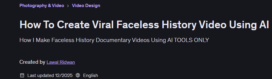 Images · Comment créer une vidéo d'histoire sans visage AI 2025-12