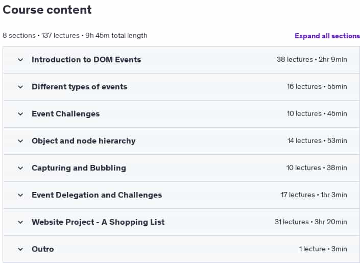 Course topics · Udemy — Document Object Model (DOM) – Complete Guide – Part 2 (2025) 2025-1