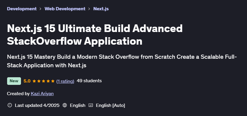 Pictures · Next.js 15 Ultimate Build Advanced StackOverflow Application 2025-4