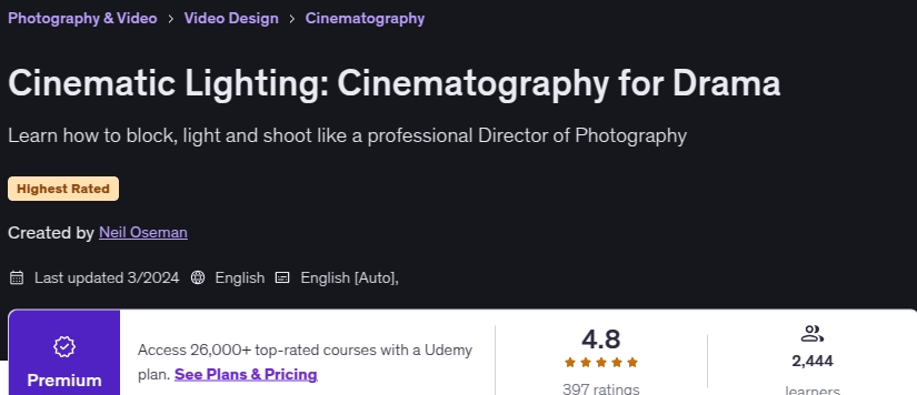 Imágenes · La iluminación cinematográfica: la cinematografía para el drama 2024-3
