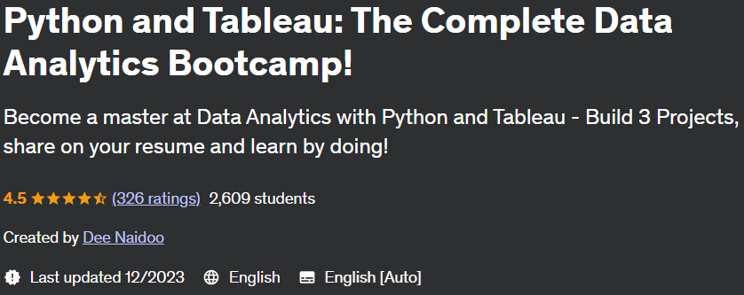 Pictures · Python and Tableau: The Complete Data Analytics Bootcamp! 2022-3