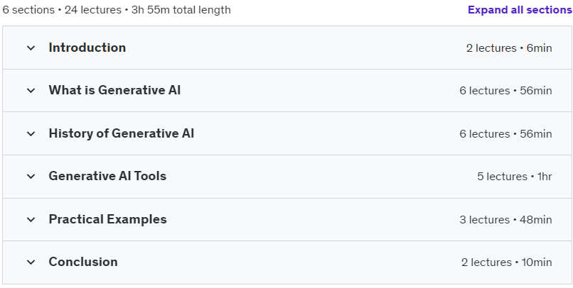 Course topics · Generative AI For All in Plain English – Essentials 2024-5