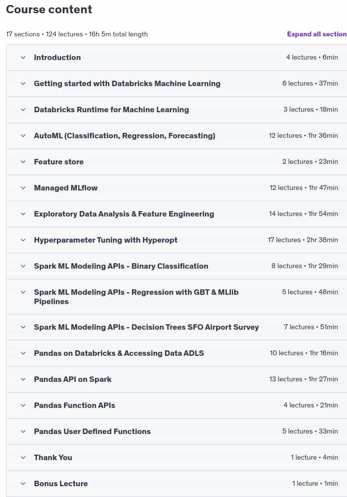 Sujets du cours · Databricks Certified Machine Learning Associate Exam Guide 2025-1