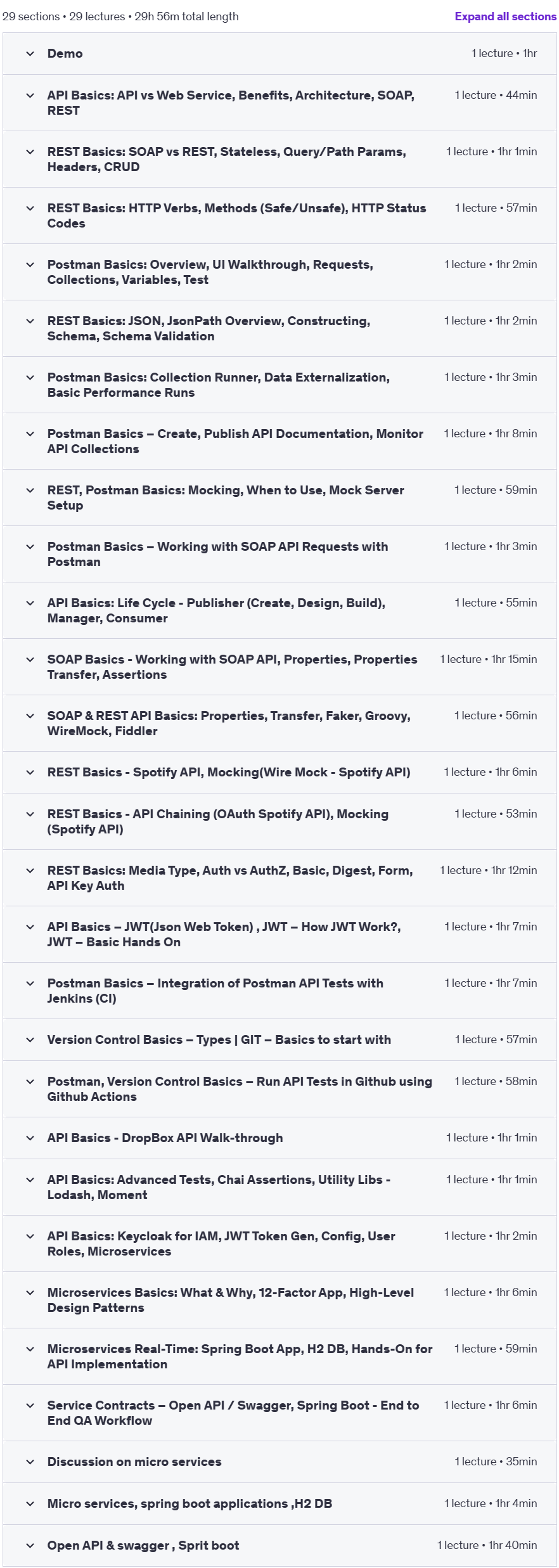 Course topics · API Functional Testing – Master Class & Microservices Basics 2024-12