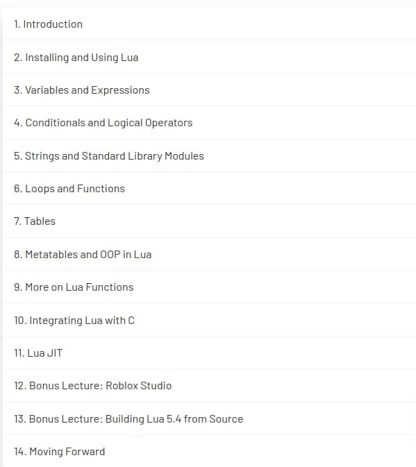 موضوعات الدورة · Pikuma - Master the Lua Scripting Language - لغة الكتابة القمرية 2024-11