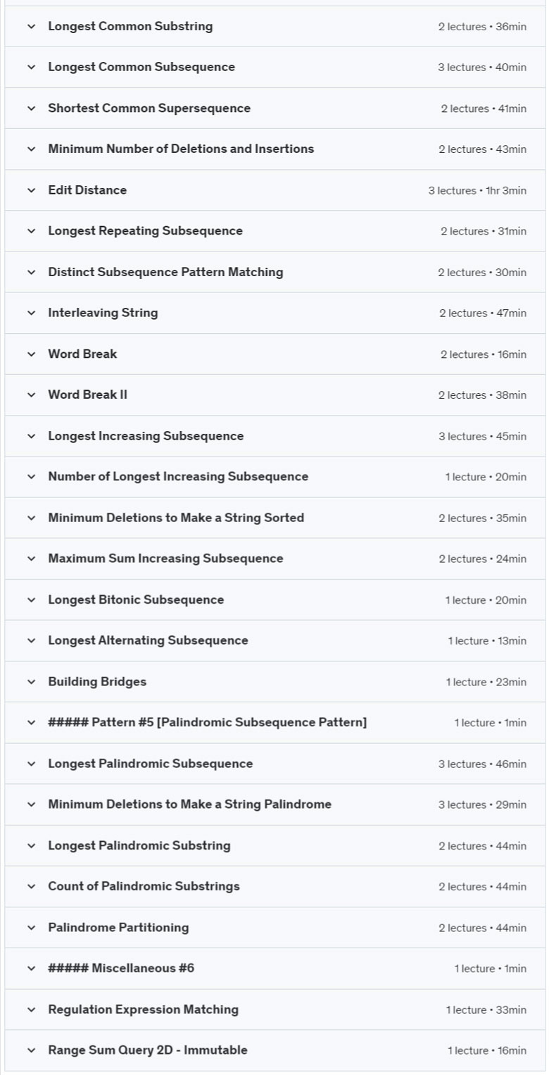 Course topics · Grokking Dynamic Programming Patterns: Coding Interviews 2024-8
