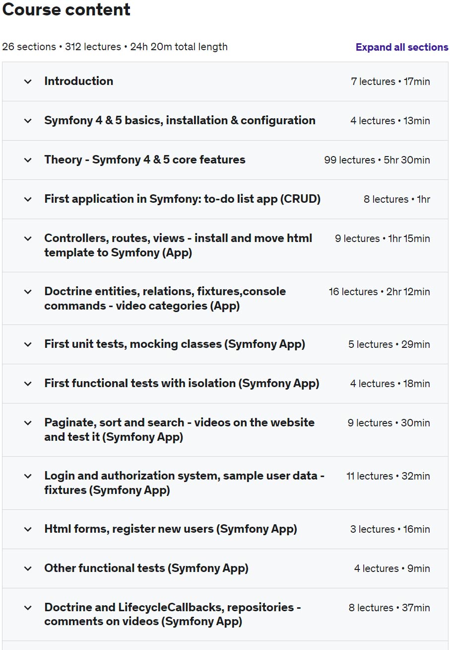 Course topics · Udemy — Symfony Web Development Complete Guide: Beginner To Advanced 2022-4