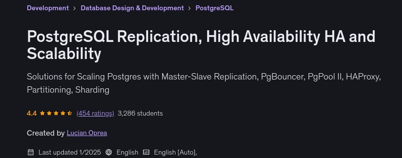 Pictures · Udemy — PostgreSQL Replication, High Availability HA and Scalability 2025-1