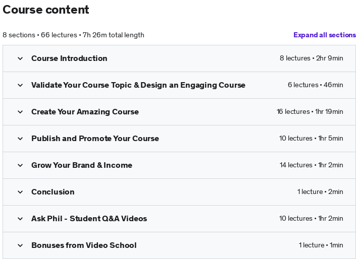 Course topics · Udemy Masters: Learn Online Course Creation – Unofficial 2022-7