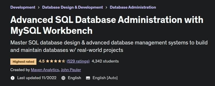 Pictures · Udemy — Advanced SQL Database Administration with MySQL Workbench 2022-2