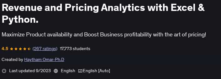 Pictures · Udemy — Revenue and Pricing Analytics with Excel & Python. 2023-9