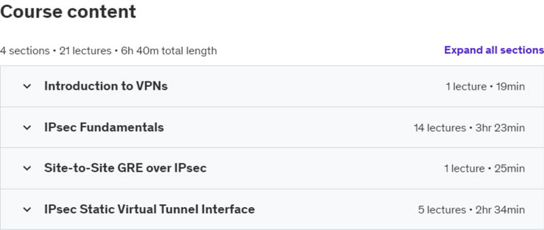 Course topics · Udemy — IPsec (IPsecurity) by Arash Deljoo 2023-6