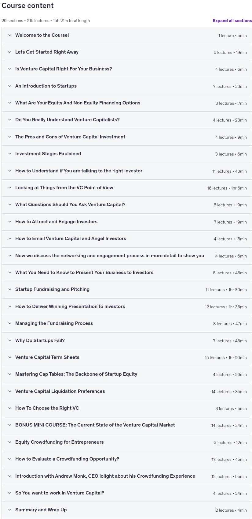Course topics · Investment Banking and Finance: Venture Capital Fundraising 2025-5