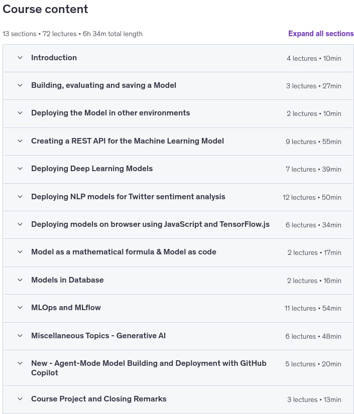 Course topics · Machine Learning Deep Learning Model Deployment 2025-11