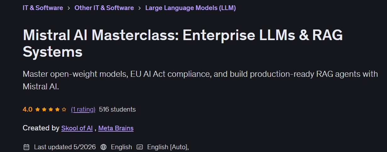 الصور · ميسترال AI دورة شاملة: Enterprise LLMs و RAG Systems 2026-5