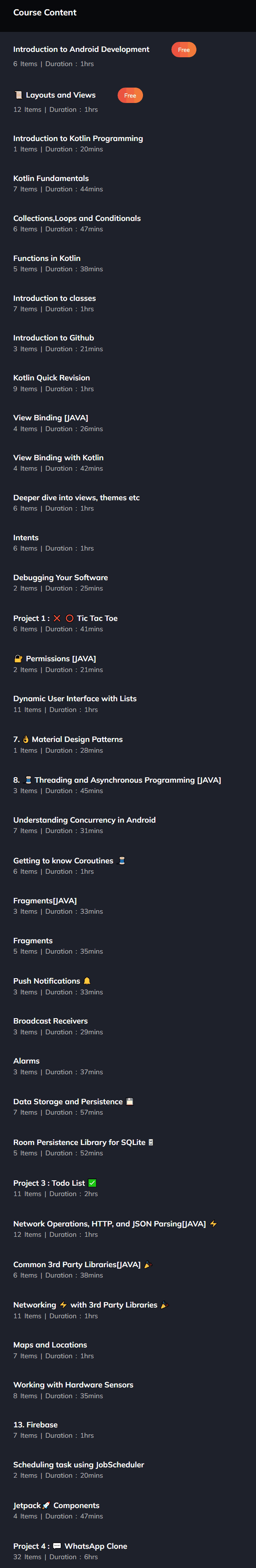 Course topics · Code Blocks – Android App Development Master Course 2024-10