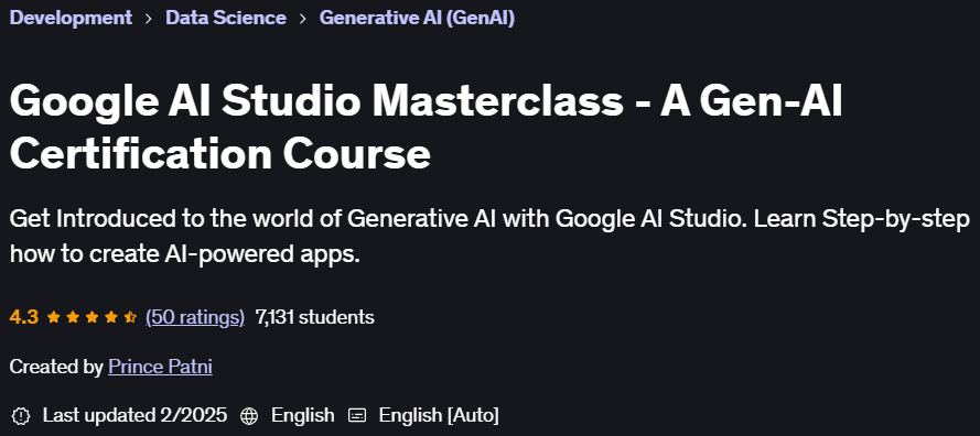Pictures · Udemy — Google AI Studio Masterclass – A Gen-AI Certification Course 2025-2