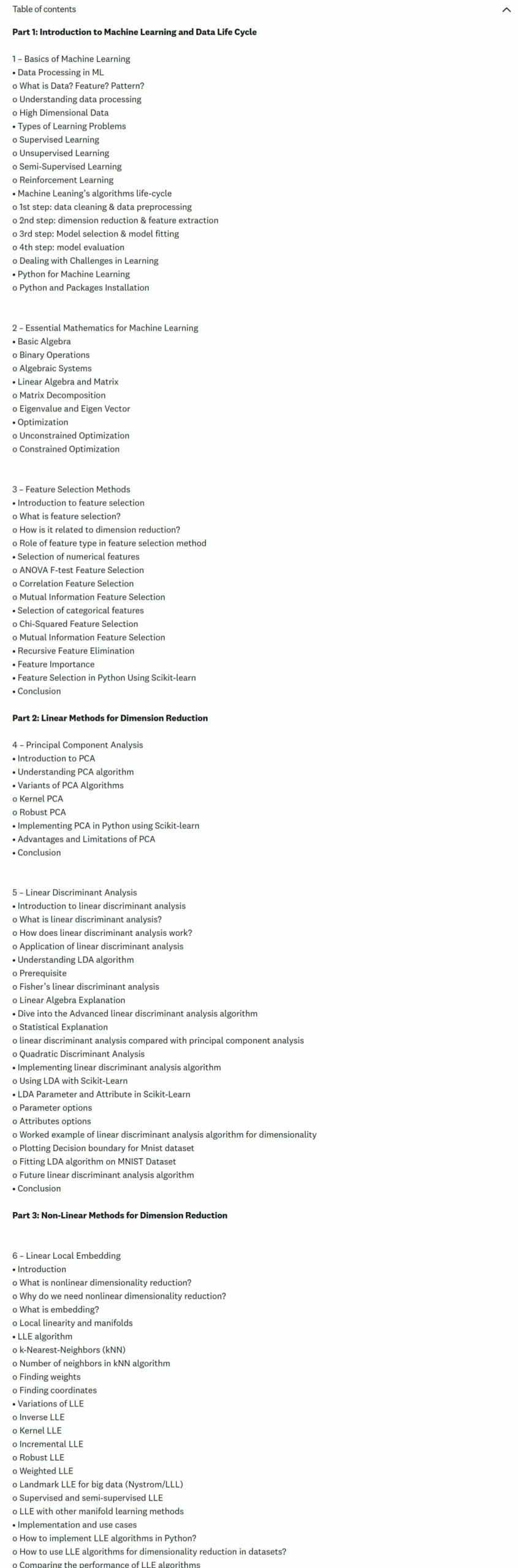 کورس کے موضوعات · Elsevier – Machine Learning میں Dimensionality Reduction 2025