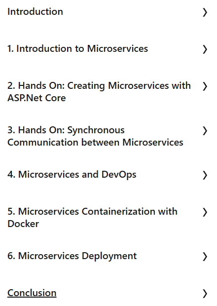 Course topics · Azure Microservices with .NET Core for Developers 2020-2