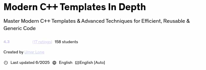Pictures · Udemy — Modern C++ Templates In Depth 2025-6